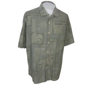 Batik Bay Men Hawaiian camp shirt p2p 27" 2XL aloha luau tropical cotton green